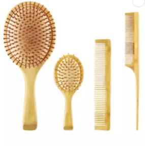 Durable Oval Paddle Bamboo Bristle Women Men Scalp Massage Hairbrush Cushion Bamboo Hair Brush