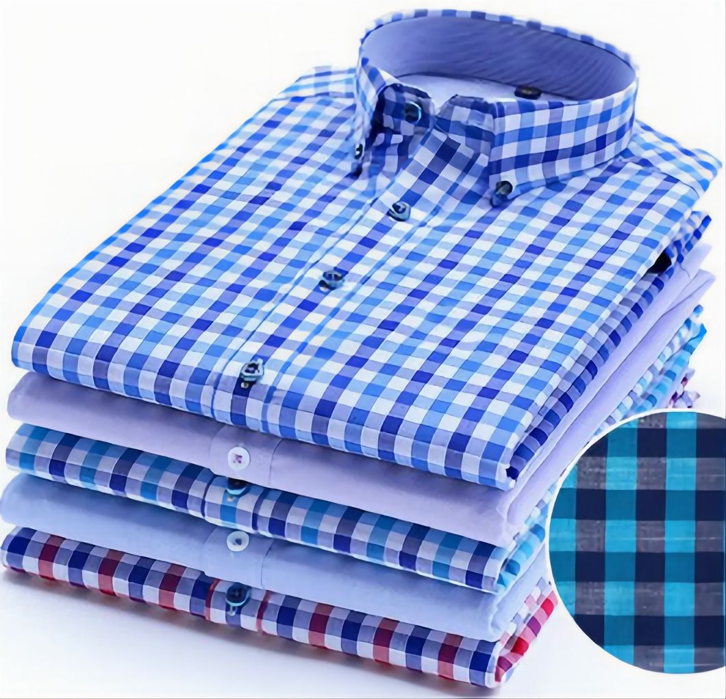 Custom Fashion Pattern Causal Design Cotton Plaid Button Down Dress Shirts for Men