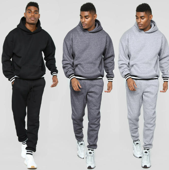OEM Custom Cotton Tracksuits Gym Plain Sports Oversized Hoodie and Jogger Jogging Sweatsuit Set for Men